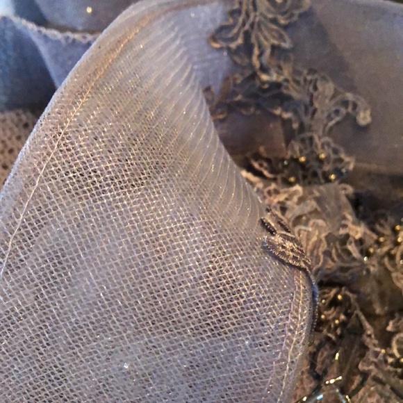 🎊Jovani Crystal bead embellished lace lined mermaid racer open mesh gown + bag - Picture 10 of 16